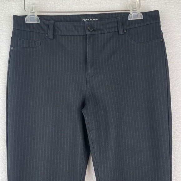 DKNY Jeans Pants - DKNY Jeans Womens Black Pinstripe Slim Leg Trousers Size Medium